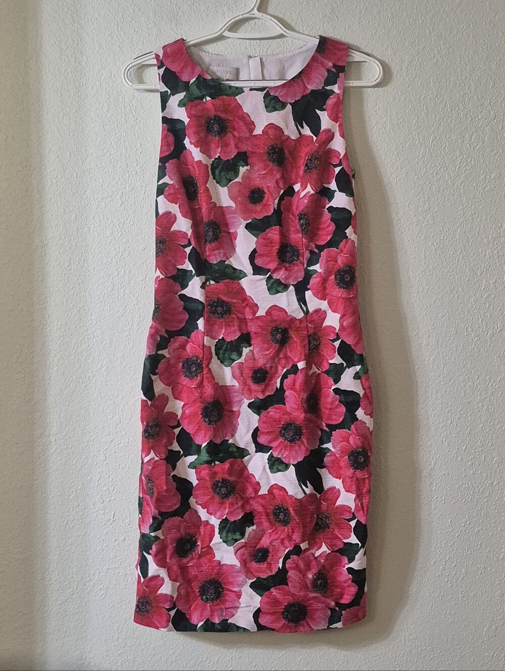 Sleeveless Pink Floral Sheath Dress